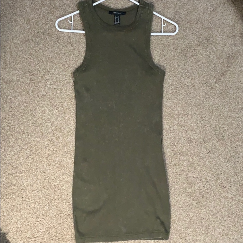 Green mineral wash bodycon dress
